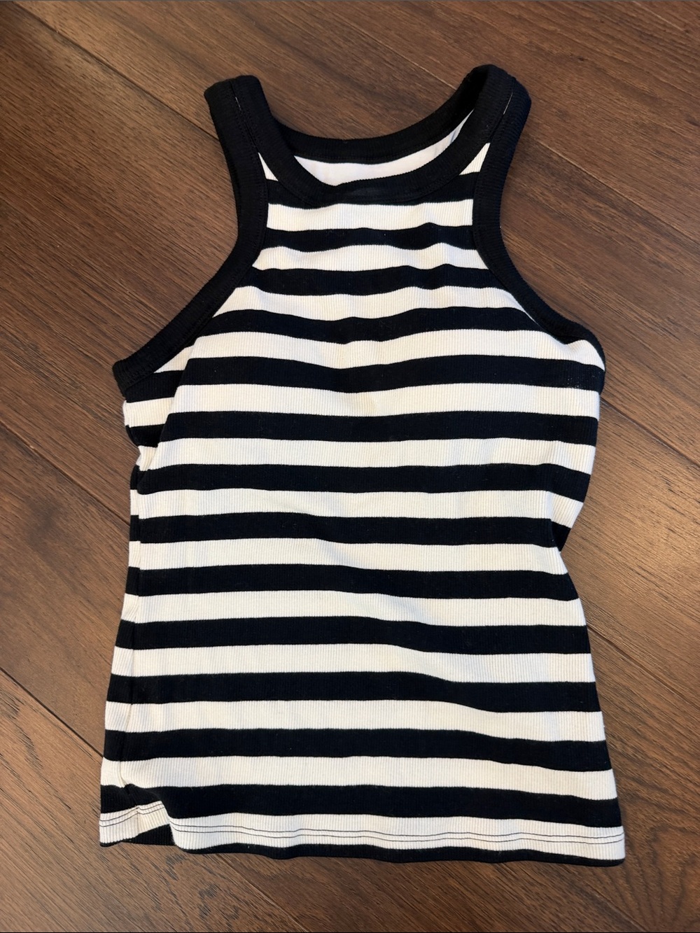 Amazon Black and White Striped Ribbed Tank Size Small